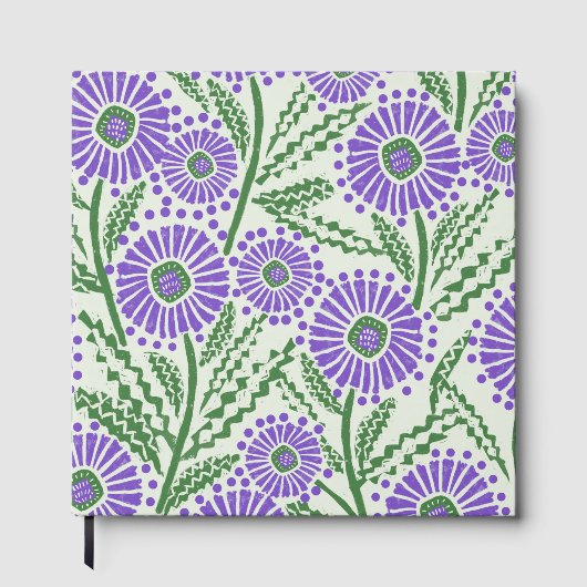 Blok Print Lavendel groen en wit bloemontwerp Gastenboek (Voorkant)