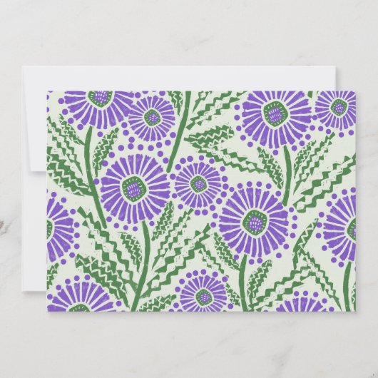Blok Print Lavendel groen en wit bloemontwerp Kaart (Voorkant)