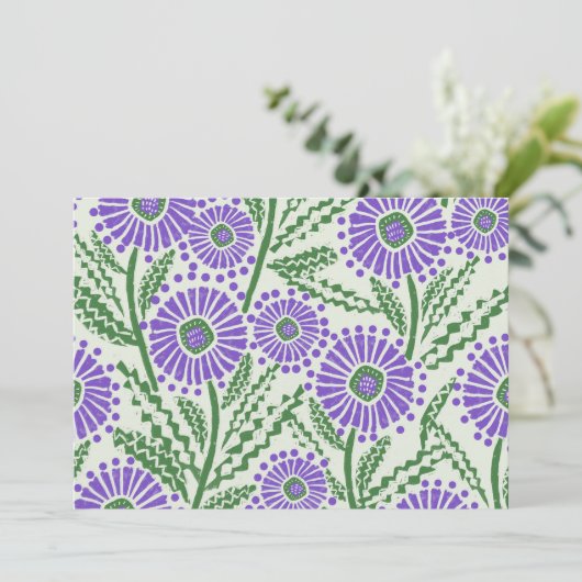 Blok Print Lavendel groen en wit bloemontwerp Kaart (Staand voorkant)