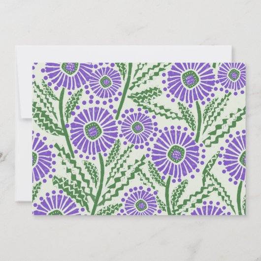 Blok Print Lavendel groen en wit bloemontwerp Kaart (Achterkant)
