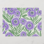 Blok Print Lavendel groen en wit bloemontwerp Kaart (Voorkant / Achterkant)