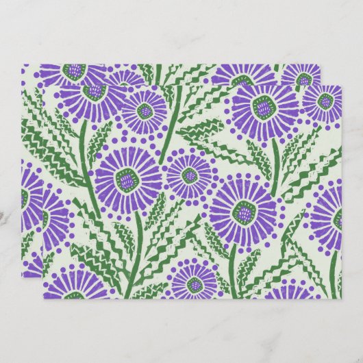 Blok Print Lavendel groen en wit bloemontwerp Kaart (Voorkant / Achterkant)