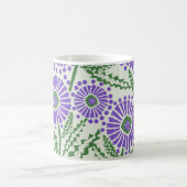 Blok Print Lavendel groen en wit bloemontwerp Koffiemok (Center)