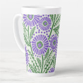 Blok Print Lavendel groen en wit bloemontwerp Latte Mok (Linkerhoek)