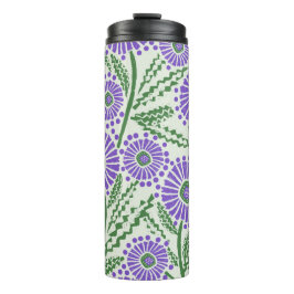 Blok Print Lavendel groen en wit bloemontwerp Thermosbeker