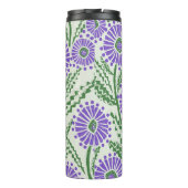 Blok Print Lavendel groen en wit bloemontwerp Thermosbeker (Achterkant)