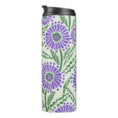 Blok Print Lavendel groen en wit bloemontwerp Thermosbeker (Geroteerd rechts)