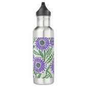 Blok Print Lavendel groen en wit bloemontwerp Waterfles (Rechts)