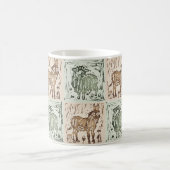 Blok Print Schaap Ezel Quilt - Groen Bruin Koffiemok (Center)