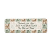 Blok Print Schaap Ezel Quilt - Groene Kerst. Etiket (Voorkant)