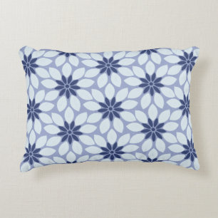 Blok Print Tegelbloemen blauw Accent Kussen