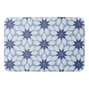 Blok Print Tegelbloemen blauw Badmat