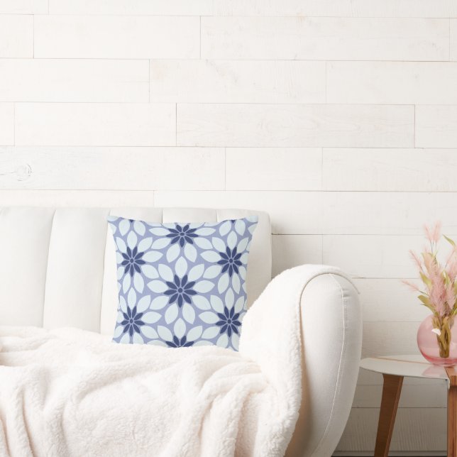 Blok Print Tegelbloemen blauw Kussen (Bank)