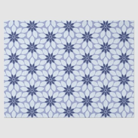 Blok Print Tegelbloemen blauw Tissuepapier (Voorkant)