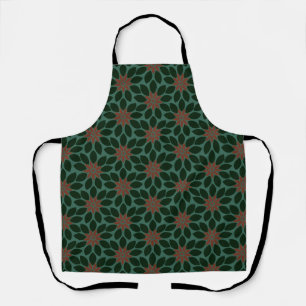 Blok Print Tegelbloemen donkergroen rood Schort
