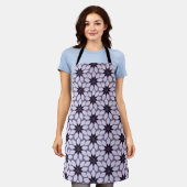 Blok Print Tegelbloemen paarse Schort (Gedragen)