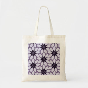 Blok Print Tegelbloemen paarse Tote Bag