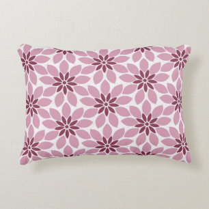 Blok Print Tegelbloemen roze rood Accent Kussen