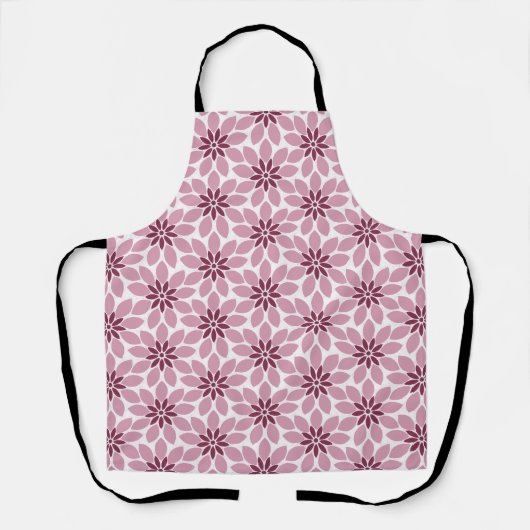 Blok Print Tegelbloemen roze rood Schort (Voorkant)