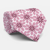 Blok Print Tegelbloemen roze rood Stropdas (Opgerold)
