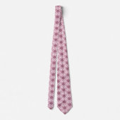 Blok Print Tegelbloemen roze rood Stropdas (Achterkant)