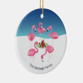 Blok rond de kampvuur roze flamingos Holiday Keramisch Ornament (Rechts)