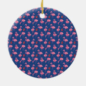 Blok rond de kampvuur roze flamingos Holiday Keramisch Ornament (Achterkant)