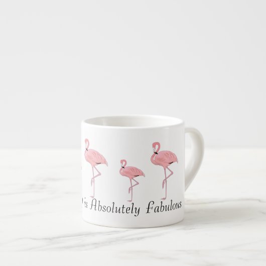 Blok roze flamingos Aangepaste naam Espresso Kop (Voorkant rechts)
