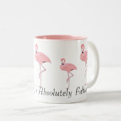 Blok roze flamingos Aangepaste naam Tweekleurige Koffiemok (Voorkant rechts)