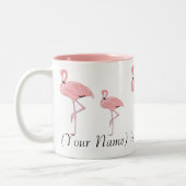 Blok roze flamingos Aangepaste naam Tweekleurige Koffiemok (Links)