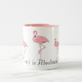 Blok roze flamingos Aangepaste naam Tweekleurige Koffiemok (Center)