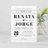 BLOK Stijl Spaanse bruiloft uitnodiging (Staand voorkant)