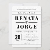 BLOK Stijl Spaanse bruiloft uitnodiging (Voorkant)