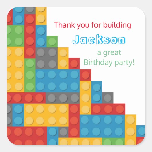 Blok Thema Dank u gunst voor verjaardag Vierkante Sticker (Voorkant)