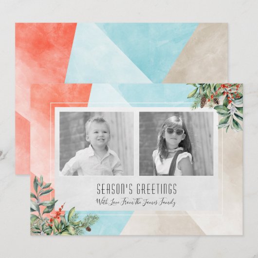 Blok Twee van de kleur de Kerstkaart van de Foto (Voorkant / Achterkant)