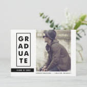 Blok Typografie Strepen Foto Graduatie Party Kaart (Staand voorkant)