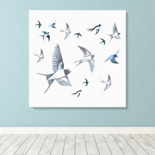 Blok van de gevechtsvogels ter illustratie canvas afdruk (Insitu (Houten vloer))