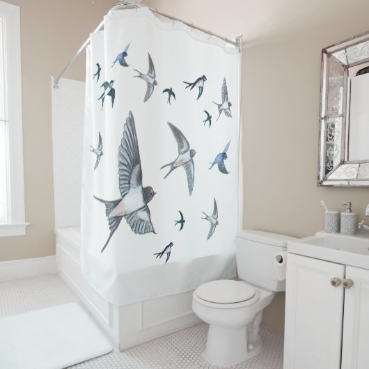 Blok van de gevechtsvogels ter illustratie douchegordijn (In situ)