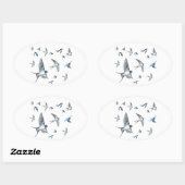 Blok van de gevechtsvogels ter illustratie ovale sticker (Vel)