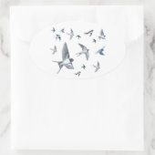 Blok van de gevechtsvogels ter illustratie ovale sticker (Tas)