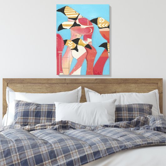 Blok van Flamingos Canvas Afdruk (Insitu (Slaapkamer))