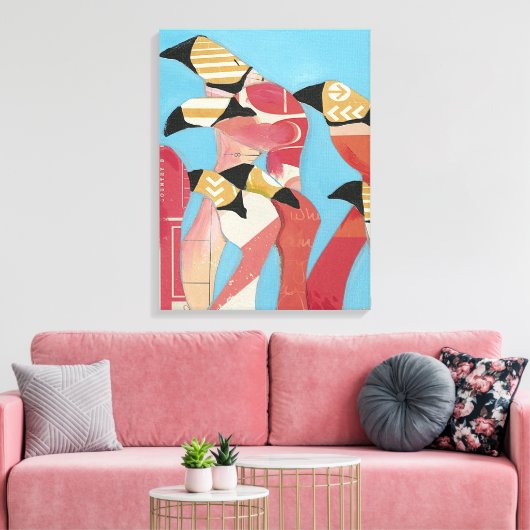 Blok van Flamingos Canvas Afdruk (Insitu (Woonkamer))