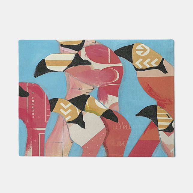 Blok van Flamingos Deurmat (Voorkant)