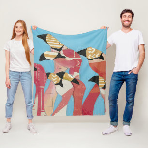 Blok van Flamingos Fleece Deken