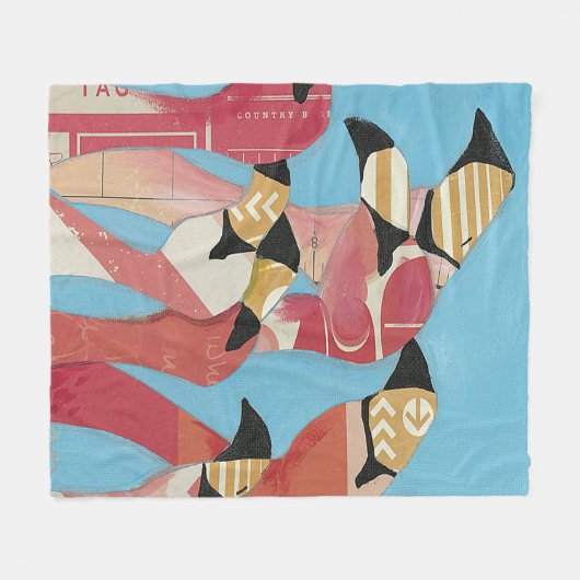 Blok van Flamingos Fleece Deken (Voorkant (Horizontaal))