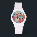 Blok van Flamingos Horloge<br><div class="desc">"Flamingoes II" door Jennifer Rutledge. Biedt een groep flamingos met verschillende texturen die worden toegepast.</div>