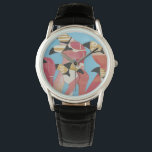 Blok van Flamingos Horloge<br><div class="desc">"Flamingoes II" door Jennifer Rutledge. Biedt een groep flamingos met verschillende texturen die worden toegepast.</div>