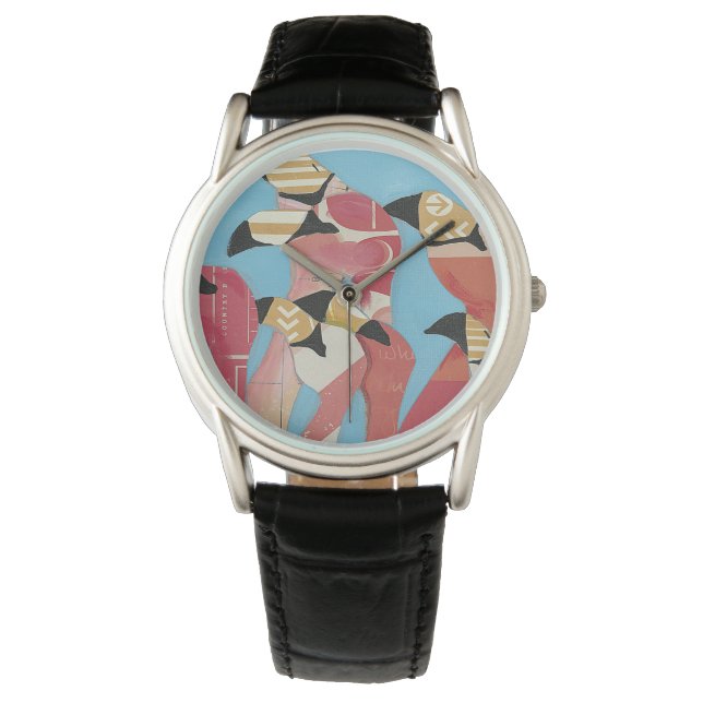 Blok van Flamingos Horloge (Voorkant)