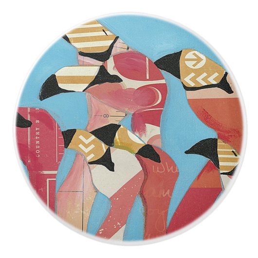 Blok van Flamingos Keramische Knop (Voorkant)