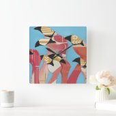 Blok van Flamingos Vierkante Klok (Huis)